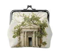 Portamonete da donna con motivo antico con ramo d'ulivo romano e stampa greca, portamonete da donna con chiusura a bacio, per monete, carte, piccoli oggetti