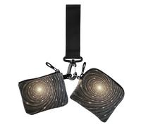 Portamonete da donna con motivo astratto colorato in tecnico, porta carte di credito, sottile, piatto, con cerniera, portamonete con portachiavi, confezione da 2, Modelli Tecnici Astratti Colorati, 1