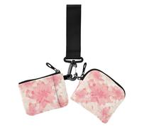 Portamonete da donna con motivo floreale a rosetta, color pesca, oro, sottile, portatile, organizer per carte con cerniera, tasca portamonete per donna, confezione da 2, rosone motivo floreale pesca