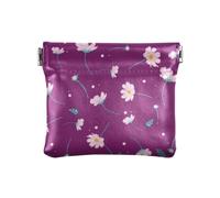 Portamonete da donna, con motivo floreale, portamonete, Blu navy, 4.3" x 3.7", Spremere