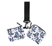 Portamonete da donna con pastore tedesco, colore blu navy, mini portamonete alla moda con cerniera e cinturino da polso, da donna, confezione da 2