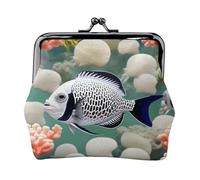 Portamonete da donna con pesci tropicali bianchi, portamonete rettangolare, tascabile, mini portamonete da donna