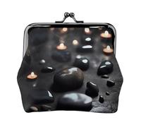 Portamonete da donna con pietra misteriosa nera a forma di cuore, rettangolare, con chiusura a bacio, tascabile, mini portamonete da donna