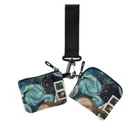 Portamonete da donna con porta carte di credito di dimensioni compatte con portachiavi per lavoro e viaggi, confezione da 2, universo neo-realismo, 1 size, Casual