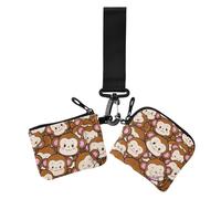 Portamonete da donna con scimmietta in stile cartone animato, mini custodia per biglietti da visita alla moda, organizer con cinturino da polso, 2 pezzi, Scimmia carina del fumetto, 1 size, Casual