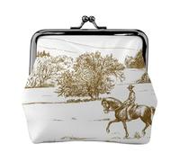 Portamonete da donna con scritta "Horse Rider In Fiel", portamonete con chiusura a bacio, piccolo portamonete in pelle PU