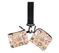 Portamonete da donna con scritta "Merry Christmas", color cachi, piccole custodie per carte staccabili, con cinturino da polso, per uso quotidiano, confezione da 2, kaki Buon Natale festa, 1 size,