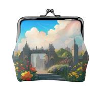Portamonete da donna con scritta "Outside The Castle Gate". Portamonete da donna, piccolo porta carte di credito in pelle PU
