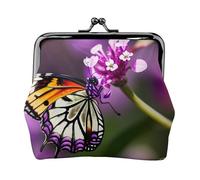 Portamonete da donna con stampa a farfalla, viola prugna, piccoli sacchetti con chiusura a bacio, per monete, carte e piccoli oggetti