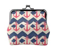 Portamonete da donna, con stampa a forma di ancora, con chiusura a bacio, portamonete in pelle PU