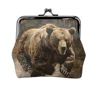 Portamonete da donna con stampa a forma di orso, con chiusura a bacio, per monete, carte, piccoli oggetti