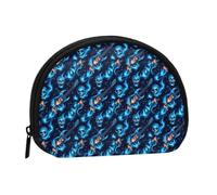 Portamonete da donna, con stampa a forma di teschio di fiamme blu, mini portamonete da donna, grazioso portamonete