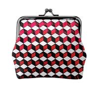Portamonete da donna con stampa a scacchi rossi 3D, piccoli sacchetti con chiusura a bacio, per monete, carte, piccoli oggetti