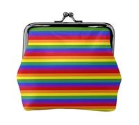 Portamonete da donna con stampa arcobaleno con chiusura a bacio, mini portafoglio per carte e rossetto, borsa compatta morbida