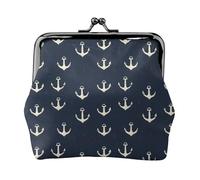 Portamonete da donna, con stampa di ancora, con chiusura a bacio, portamonete in pelle sintetica