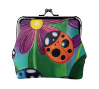 Portamonete da donna con stampa di coccinelle colorate, compatto, con chiusura a bacio, con cerniera, per viaggi, shopping, idea regalo