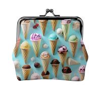 Portamonete da donna con stampa di coni gelato, mini portafoglio per carte e rossetto, borsa compatta morbida
