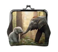 Portamonete da donna con stampa di elefante e coniglio bianco, con chiusura a bacio, per monete, carte, piccoli oggetti