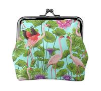 Portamonete da donna con stampa di fenicotteri, con chiusura a bacio, per monete, carte, piccoli oggetti