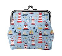 Portamonete da donna, con stampa di gabbiano, con motivo di ancora, con chiusura a bacio, portamonete in pelle PU