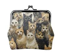Portamonete da donna con stampa di gatto, compatto, con chiusura a bacio, portamonete con cerniera, da viaggio, shopping, idea regalo