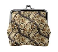 Portamonete da donna, con stampa di rami mimetici, stile retrò, portamonete con chiusura a bacio, piccole borse in pelle PU