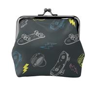 Portamonete da donna con stampa di skateboard graffiti, compatto, con chiusura a bacio, portamonete, cerniera, viaggi, shopping, idea regalo
