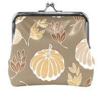 Portamonete da donna con stampa floreale in pelle con serratura Kiss Lock Autunno Zucche Marrone Borsa per pannolini Borsa per carte Autunno Zucche Marrone, OneSize, Autunno Zucche Marrone, Taglia