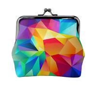 Portamonete da donna con stampa geometrica arcobaleno, compatto, con chiusura a bacio, portamonete, cerniera, viaggi, shopping, idea regalo