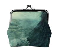 Portamonete da donna con stampa ispirata alla strega del mare, compatto, con chiusura a bacio, con cerniera, per viaggi, shopping, idea regalo