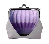 Portamonete da donna con stampa mongolfiera lavanda, compatto, con chiusura a bacio, portamonete, cerniera, viaggi, shopping, idea regalo