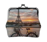 Portamonete da donna con stampa Torre Eiffel, compatto, con chiusura a bacio, con cerniera, per viaggi, shopping, idea regalo