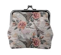 Portamonete da donna con stampa Torre Eiffel con fiore Parigi, portamonete compatto con chiusura a bacio, con cerniera, da viaggio, shopping, idea regalo