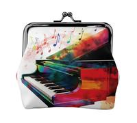 Portamonete da donna, con tastiera e pianoforte, colorato, con chiusura a bacio, in pelle, grazioso portamonete, portamonete, portamonete e portachiavi