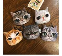 Portamonete da donna della serie gatta selvatica, portamonete a forma di faccia di gatto, portamonete in peluche con cerniera a forma di cane carino, borsellino piccolo, borsa trucchi per donne, borsa