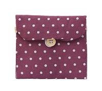 Portamonete da donna e ragazza, in lino, a pois, con bottone, portamonete, organizer per chiavi e denaro, Viola, as description