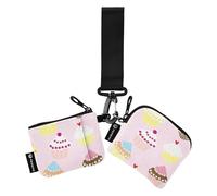Portamonete da donna, formato compatto, porta carte d'identità, con cinturino da polso, per uomini e donne, 2 pezzi, cupcake, senza cuciture, 10,5 cm (lunghezza) x 8,9 cm (larghezza), accessorio da