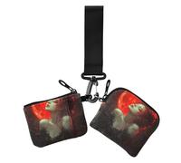 Portamonete da donna gotico Queen Night rosso porta carte minimalista con cerniera portamonete portafoglio con cerniera tasca portamonete per le donne 2 pezzi, Regina gotica notte rossa, 1 size