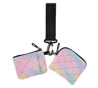 Portamonete da donna in oro con motivo a cubi arcobaleno con griglia sfumata, portamonete minimalista con cinturino da polso, per lavoro, viaggi, confezione da 2, Cubo arcobaleno moderno gradiente