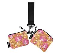 Portamonete da donna in oro rosa con cartoni animati porta carte di grande capacità portafoglio con cerniera portamonete con portachiavi per gli uomini 2 pezzi, Cartone animato oro, 1 size, Art Deco