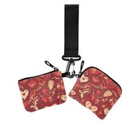 Portamonete da donna in oro rosso con amore romantico di San Valentino sottile staccabile porta carte di credito portamonete con cerniera tasca portamonete da donna 2 pezzi, Oro rosso San Valentino