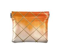 Portamonete da donna in pelle a forma di cubo arancione sfumato con griglia dorata comoda borsa per il trucco per le donne
