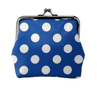 Portamonete da donna in pelle a pois bianchi blu navy, piccolo portafoglio con chiusura a bacio, mini porta carte per chiavi, rossetto, carino portamonete da viaggio