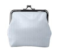 Portamonete da donna in pelle a righe bianche e blu, piccolo portafoglio con chiusura a bacio, mini porta carte per chiavi, rossetto, carino portamonete da viaggio