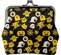 Portamonete da donna in pelle arancione con icona di Halloween, piccolo portamonete con chiusura a lucchetto a forma di bacio e fibbia, regalo per ragazza, Come nella foto, Taglia unica, Organizer per