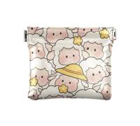 Portamonete da donna in pelle bianca con pecora del fumetto carino comodo organizer per oggetti personali per uomo donna viaggio