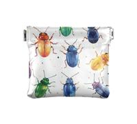 Portamonete da donna in pelle bianca con scarabei di bue colorato, borsa per il trucco, borsa da cambio, borsa da donna, Colorato Scarabei Bue Bianco, 1 size, Stampa artistica