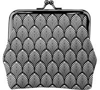 Portamonete da donna in pelle bianca con ventagli Art Deco, piccolo portamonete con chiusura a lucchetto a bacio e fibbia, regalo per ragazza, Come nella foto, Taglia unica, Organizer per borse