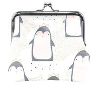 Portamonete da donna in pelle bianca da neve pinguino con serratura da bacio, pinguino biancaneve classico, Pinguino Biancaneve, Classico