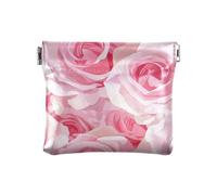 Portamonete da donna in pelle bicolore con rosa, comodo portamonete per donna e ragazza